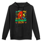 4th Birthday Kids Comic Style Kids Boys 4 Year Old Gifts Moisture-Wicking Hoodie