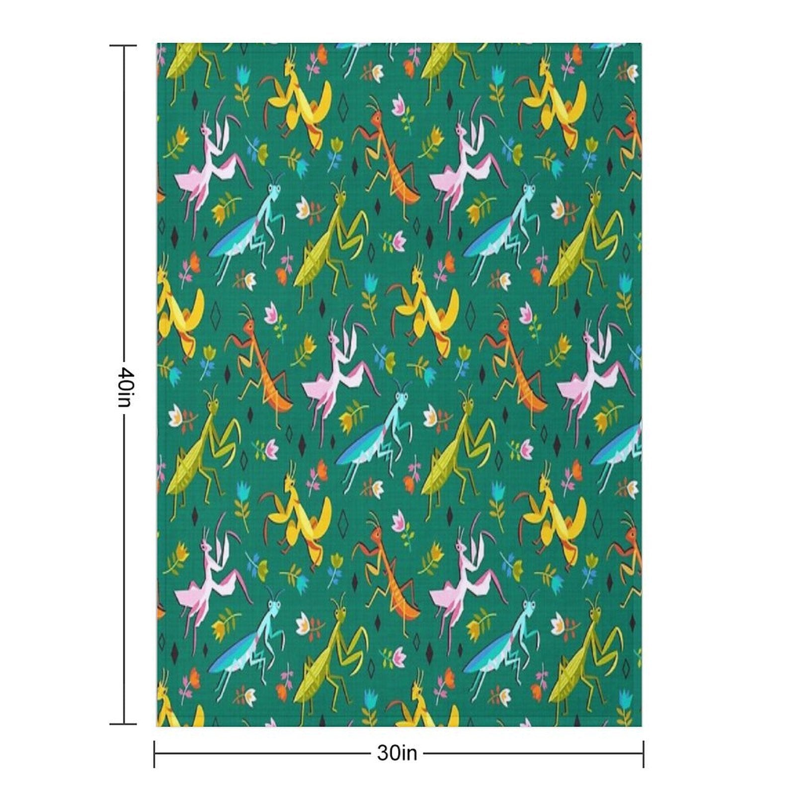 An Unordinary Array of Praying Mantises - Kelly Green Machine-washable Throw Blanket