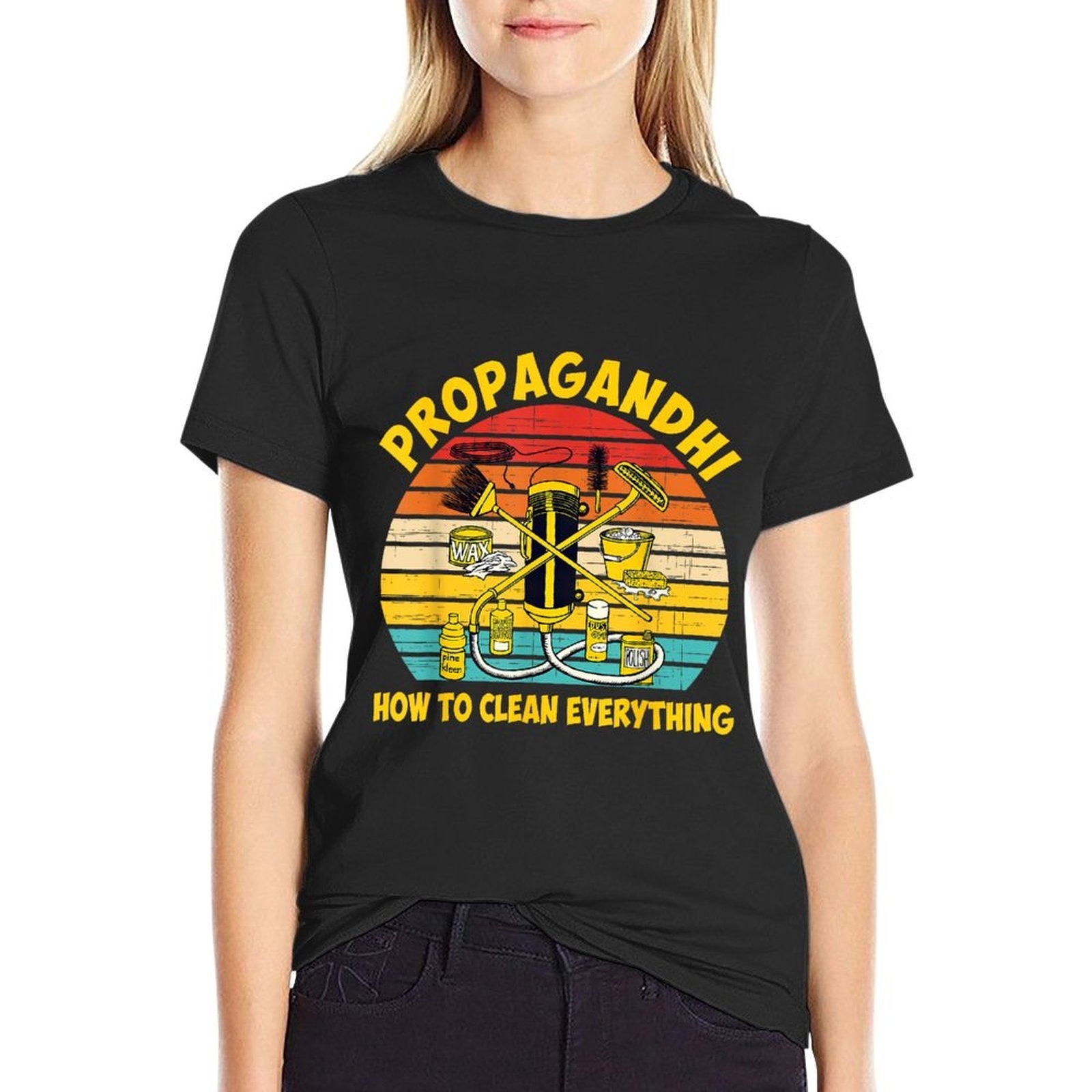 Propagandhi Design Co. How To Clean Everything - Unisex-Adults, Black, Small  Wrinkle-resistant T-Shirt