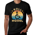 Funny Wheelchair Humor Retro Handicap Disability Roll Model  Soft T-Shirt