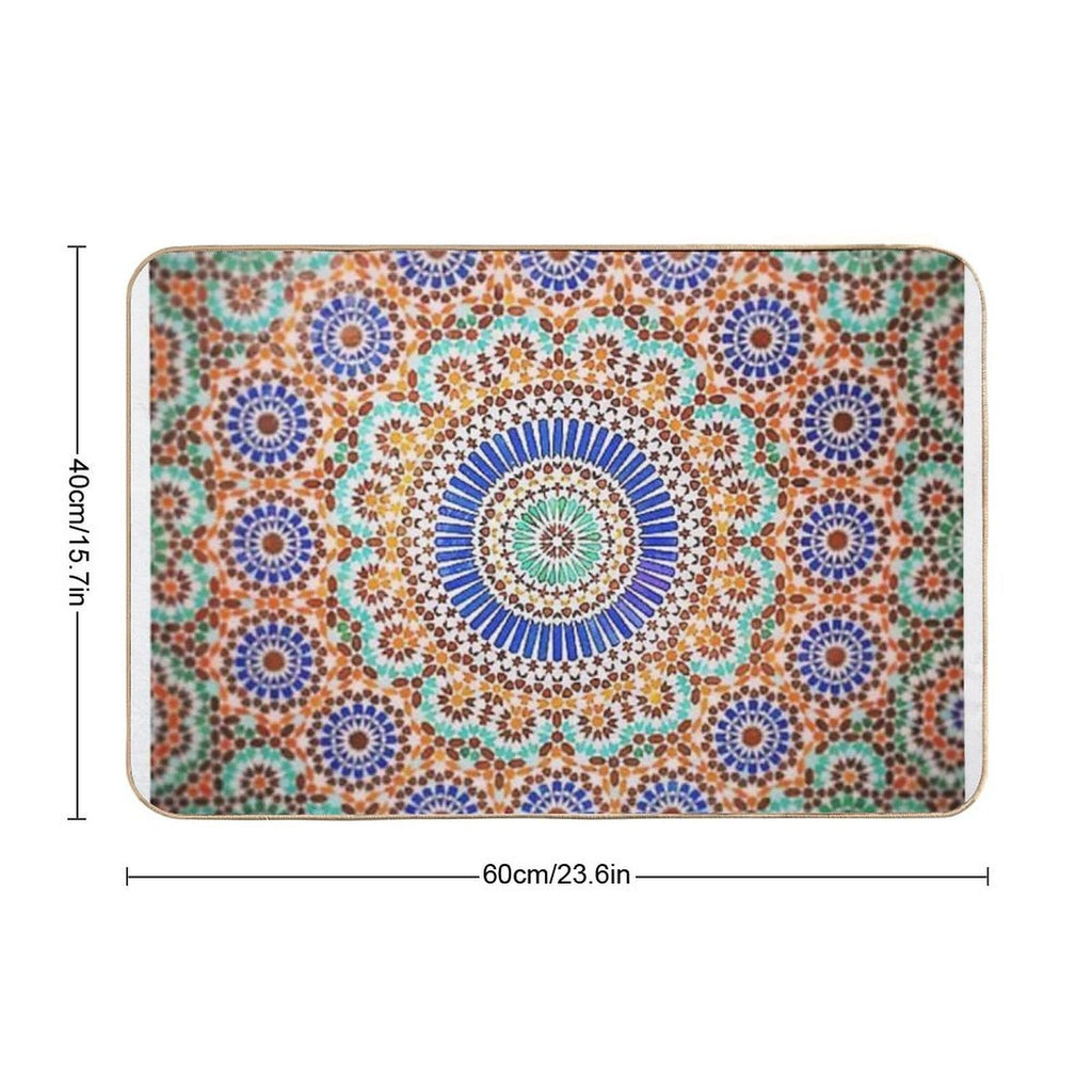 Zellige Moroccan Mosaic Tilework, Traditional Moroccan Art  Easy Maintenance Bath Mat