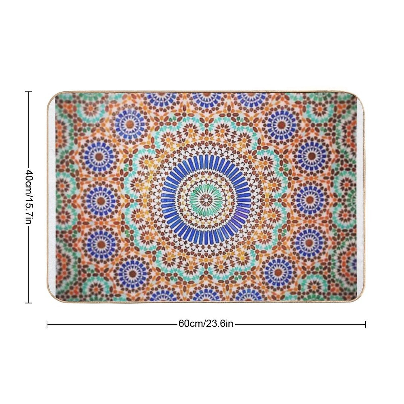 Zellige Moroccan Mosaic Tilework, Traditional Moroccan Art  Easy Maintenance Bath Mat