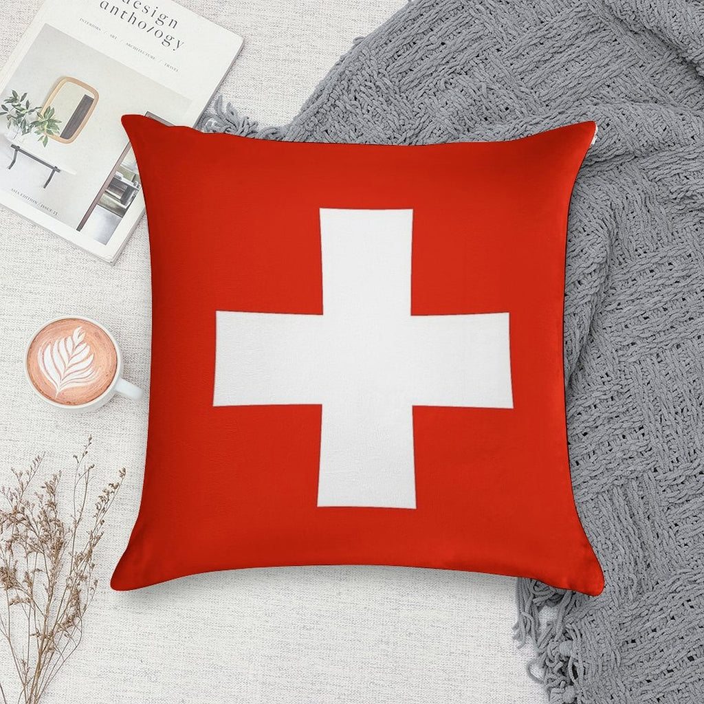 Flag of Switzerland Soft Anti-Pilling Throw Pillow