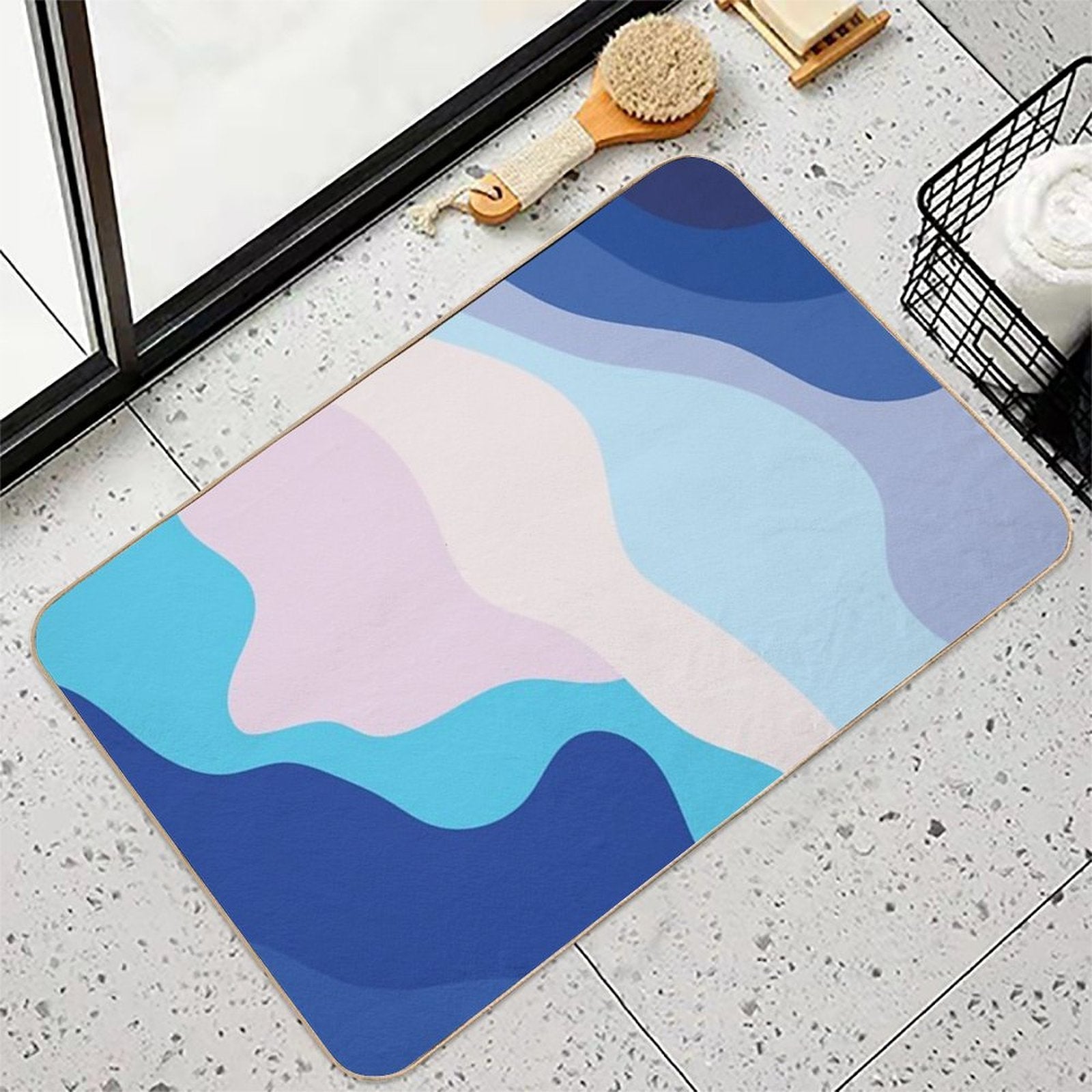 Milky Wave  Easy Maintenance Bath Mat