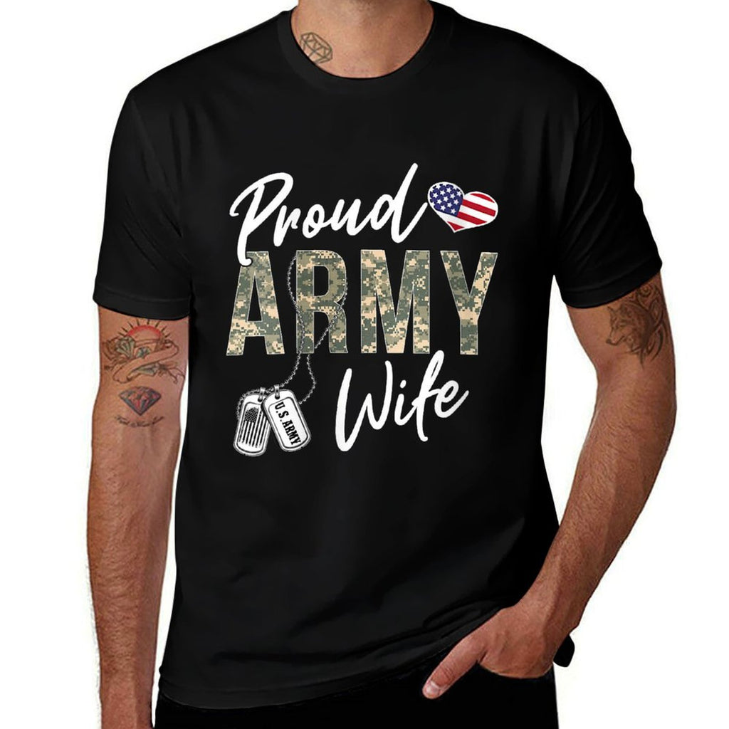 Womens Proud Army Wife Army Graduation Wife US Army Wife Gifts  Summer-ready Fabric T-Shirt