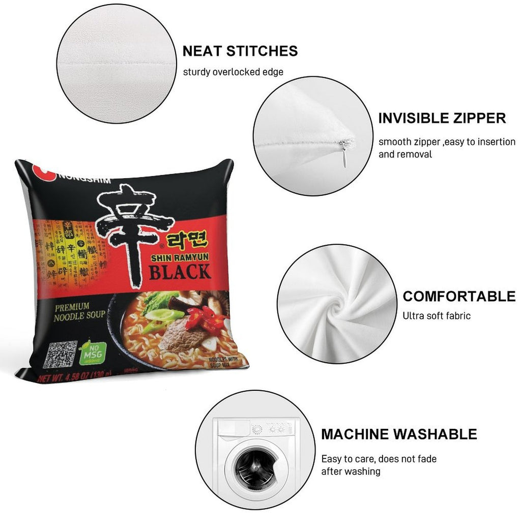 Shin Ramyun Black Ramen Nongshim Instant Ramen Soft Multiple Sizes Throw Pillow
