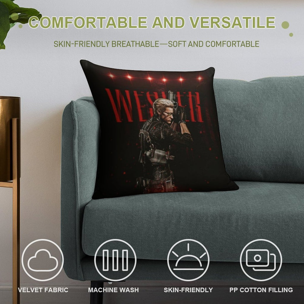 WeskerRed Soft Fade-Resistant Throw Pillow