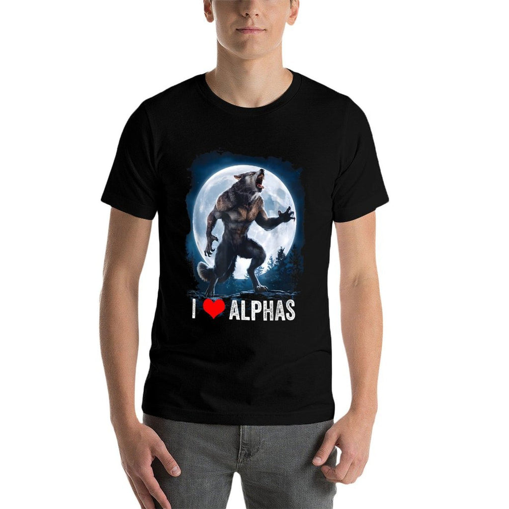Funny Cringe Werewolf Wolf Meme I Heart Alphas I Love Alphas  Moisture-wicking T-Shirt