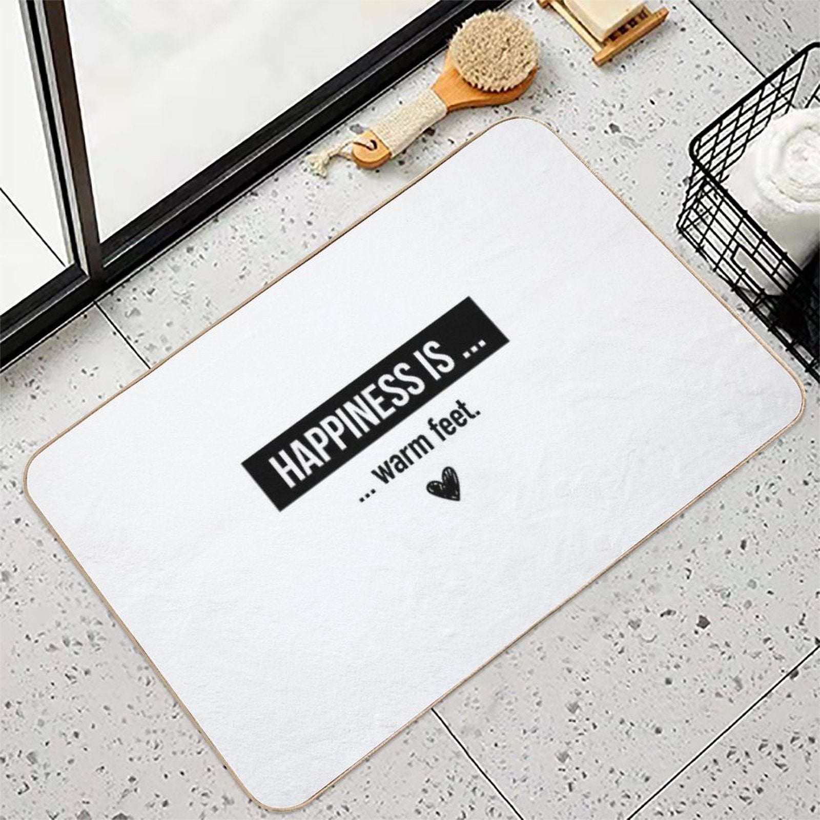 Happiness Is Warm Feet. Positive Vibes  Pet-Safe Bath Mat