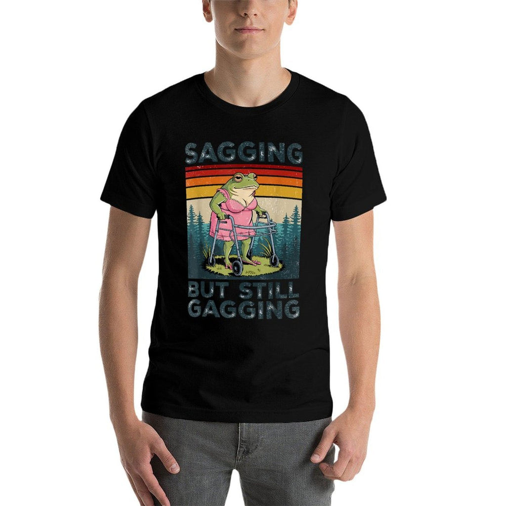 Sagging But Still Gagging Funny Frog Meme Adult Humor Retro Comfortable T-Shirt