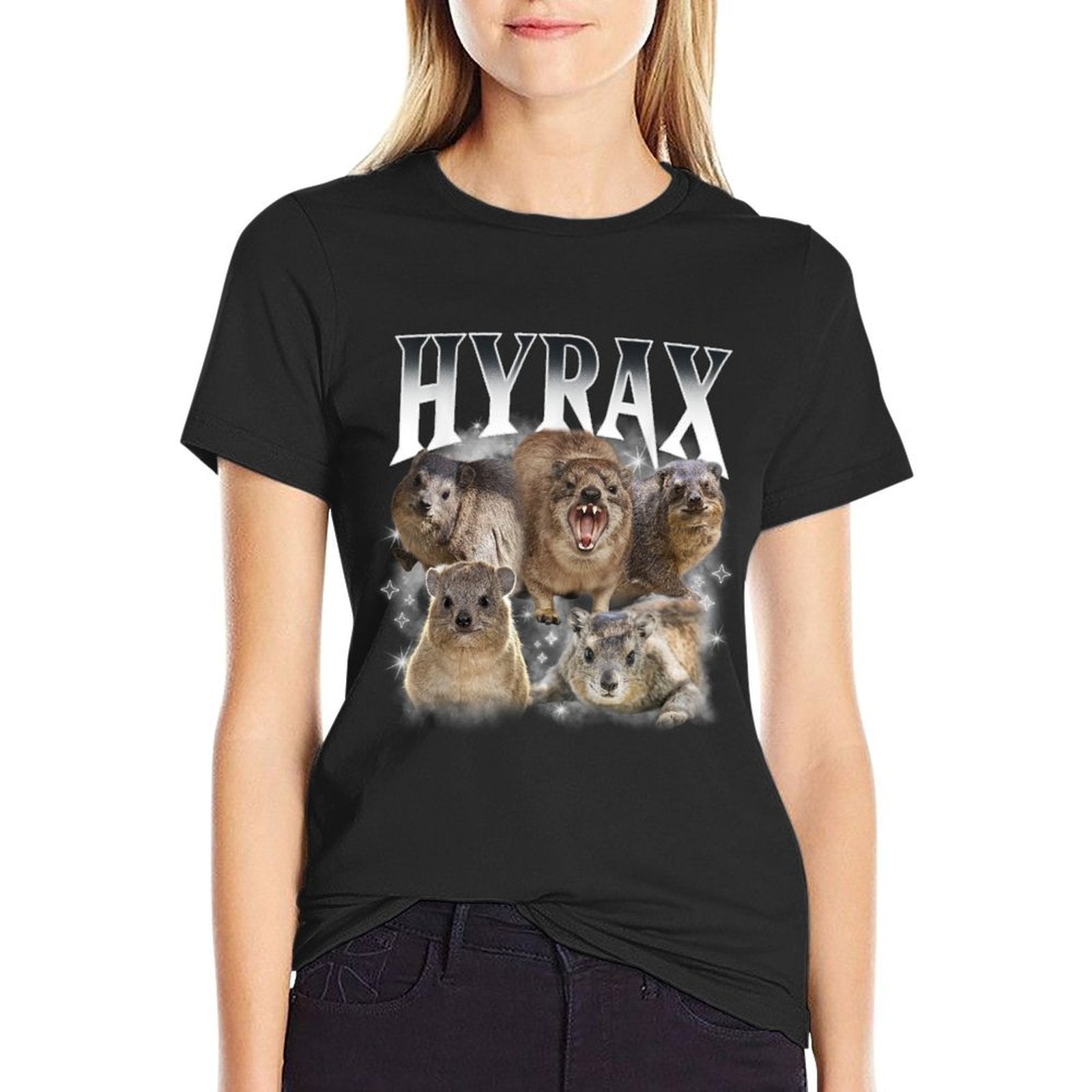 Hyrax Vintage Ugly Funny Meme Retro Animal Long Sweat  Fade-proof Color T-Shirt
