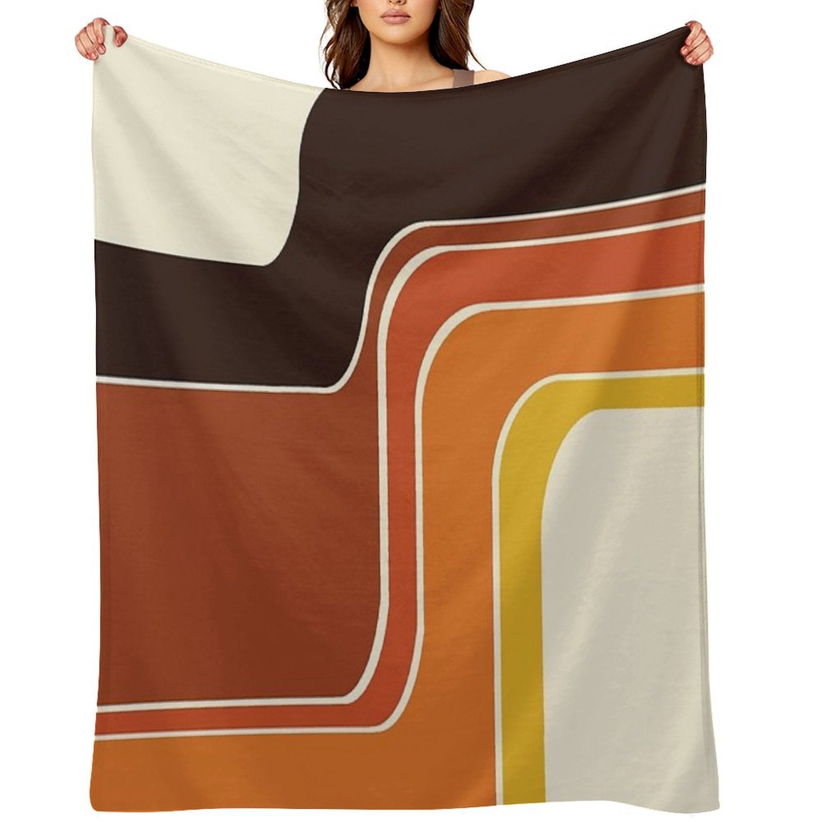 Retro Zig Zag Meets 1970s Orange Travel-friendly Throw Blanket