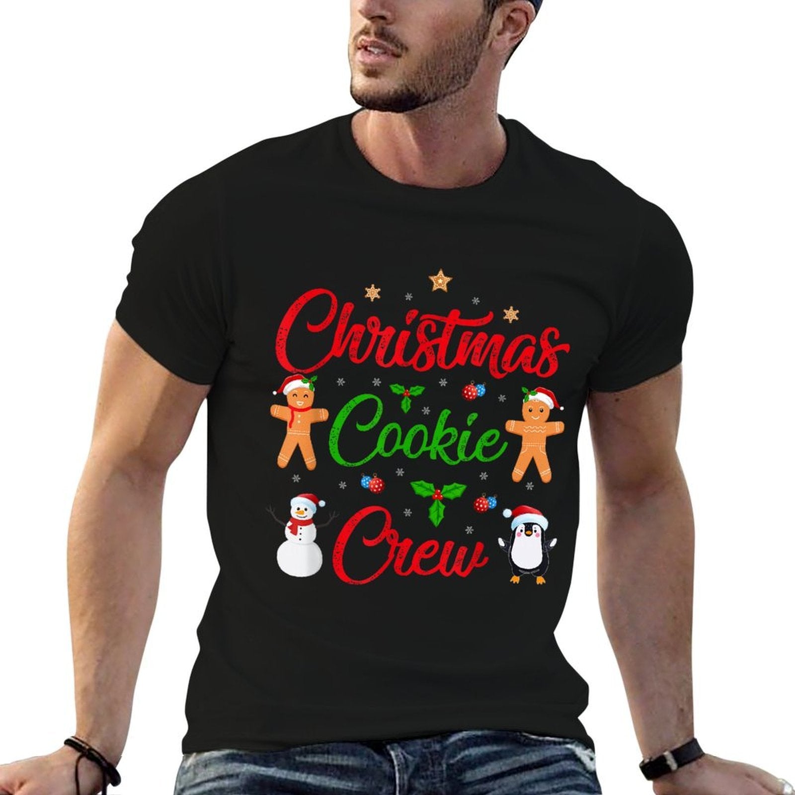 Christmas Cookie Crew Family Baking Team Baker Holiday Xmas  Heathered Texture T-Shirt