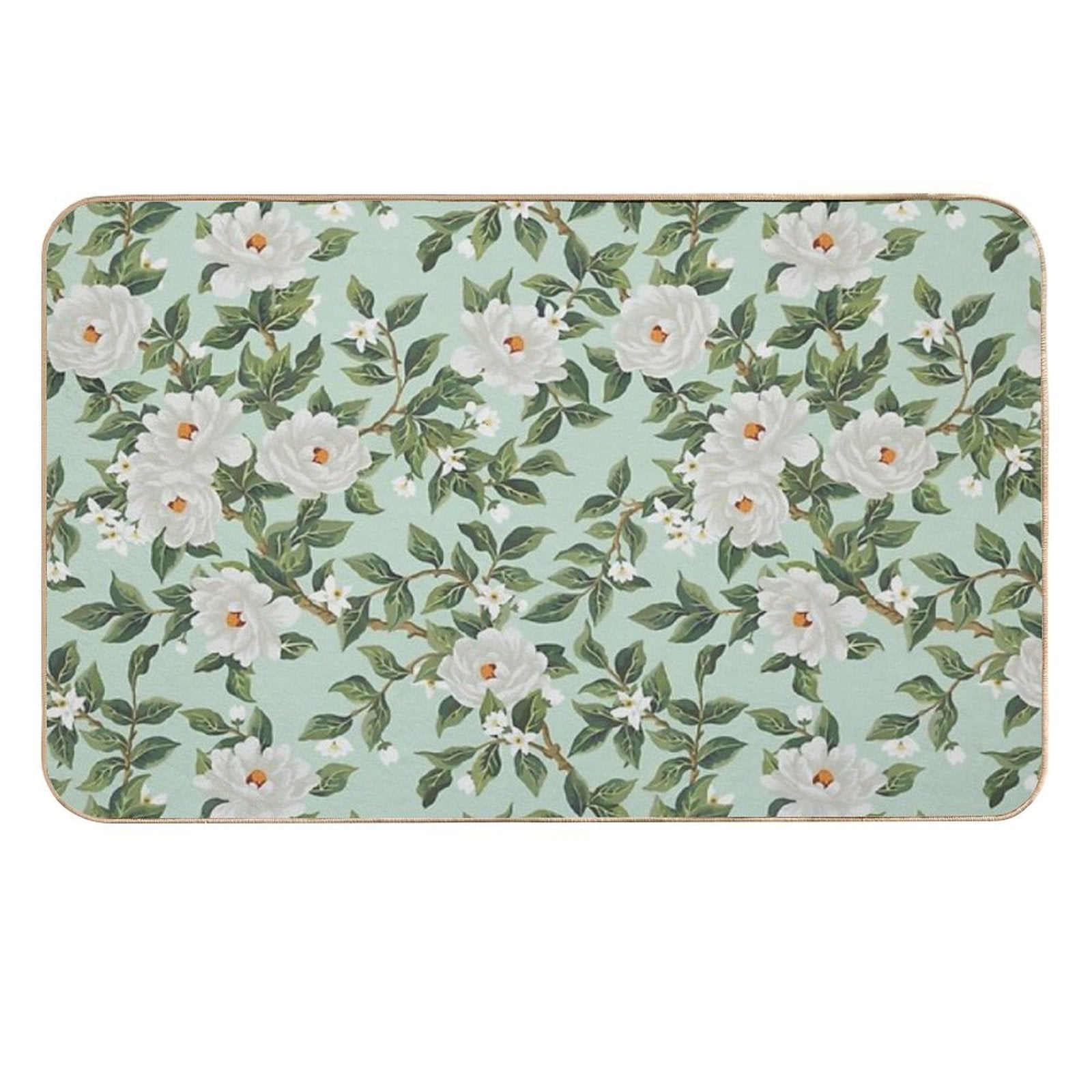 Cottage Floral - Mint Green  Stain-Proof Bath Mat