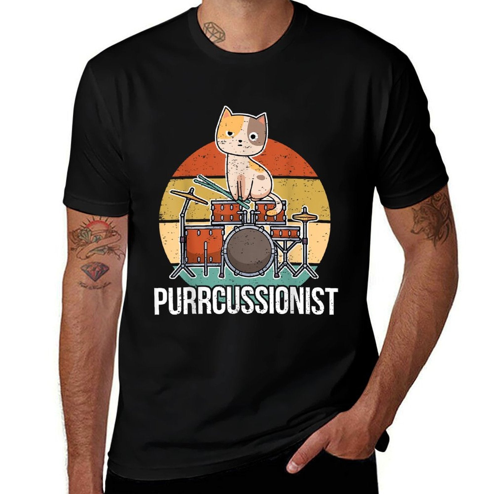 Funny Percussion Drummer Drumming Drums Saying I Kitten Cat  Moisture-wicking T-Shirt