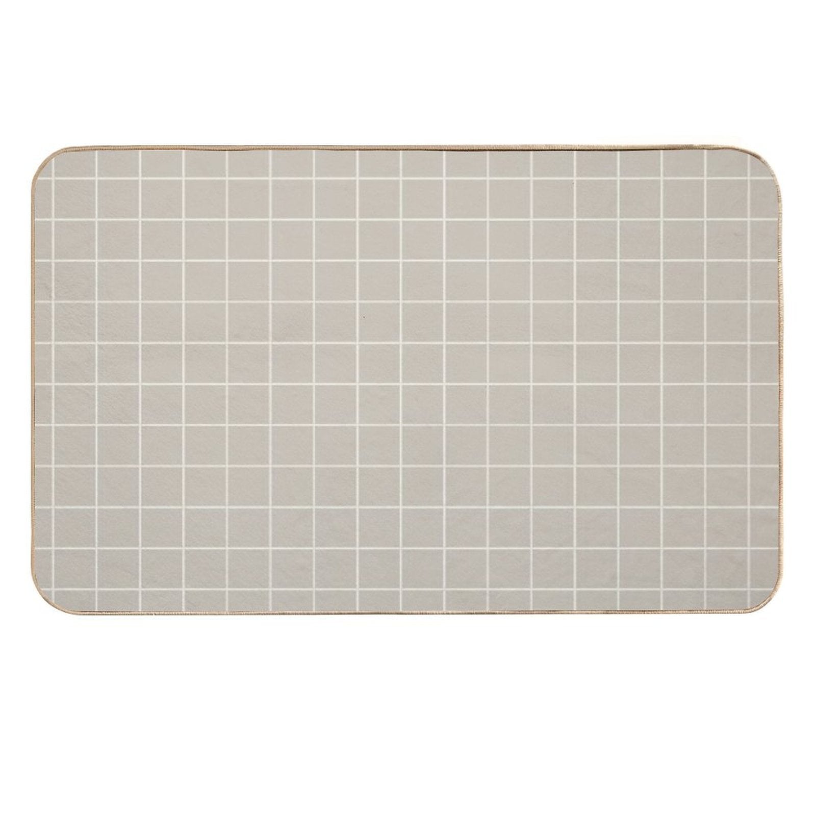 Beige Cream Tile Grid Pattern Pairs 2023 Color of The Year Blank Canvas D_C-003  Rapid-Drying Bath Mat