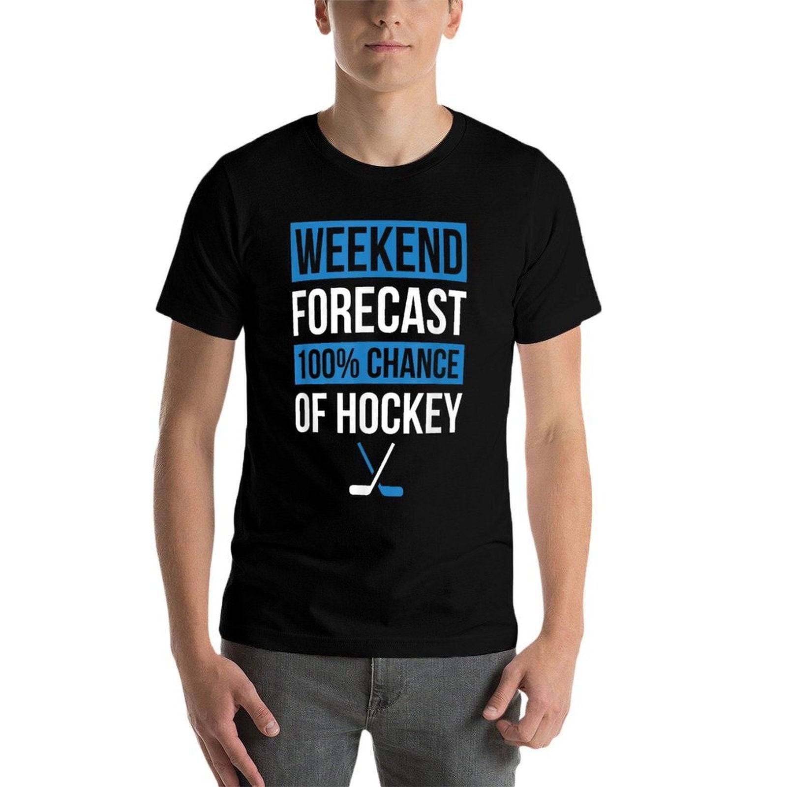 Funny Hockey Player Or Hockey Fan Design Weekend Forecast  Tagless Design T-Shirt