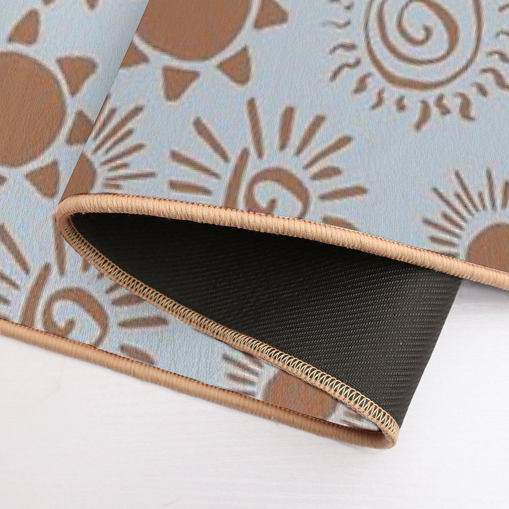 Magical Sun Bohemian Dreamy Aesthetic In Muted Colors Gray Blue & Brown  Pet-Safe Bath Mat