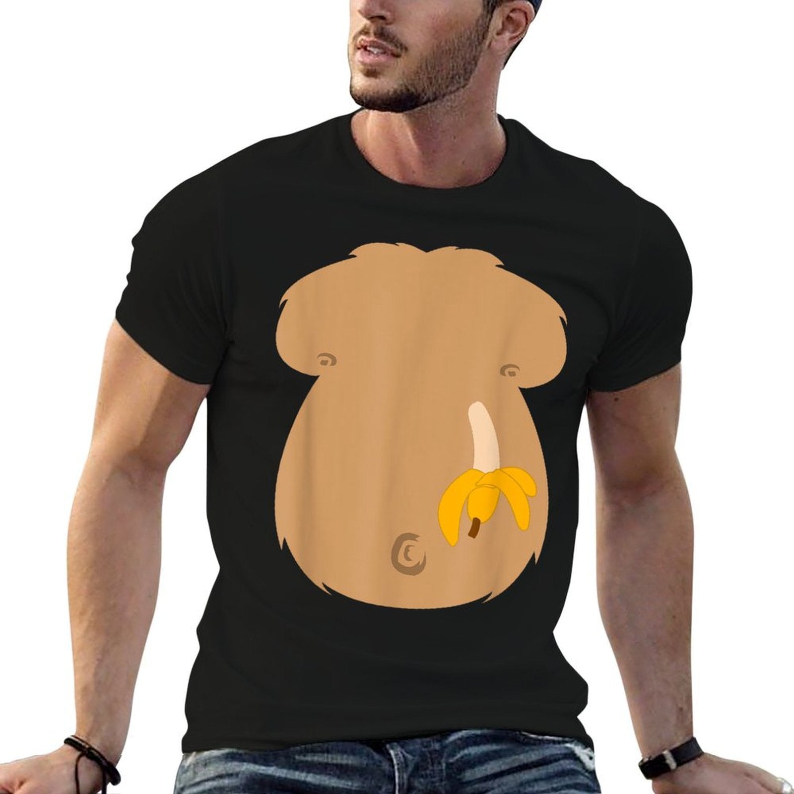 Halloween Gorilla Monkey Chest Lazy DIY Costume Funny  Soft T-Shirt
