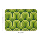 Retro Geometric Gradated Design Avocado Green  Easy Maintenance Bath Mat
