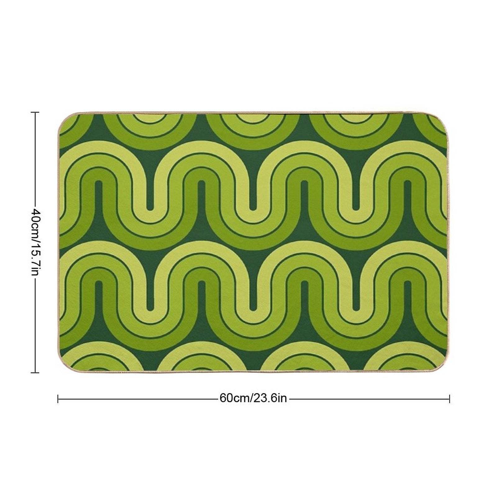 Retro Geometric Gradated Design Avocado Green  Easy Maintenance Bath Mat