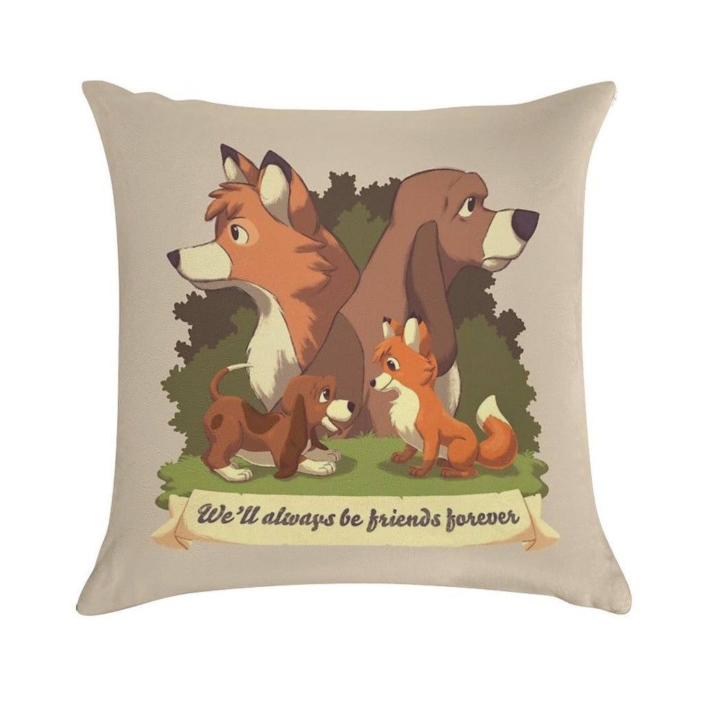 We Ll Always Be Friends Forever  Red Fox, Hound Dog, 80s Kid, BFF Soft Style Accent Throw Pillow