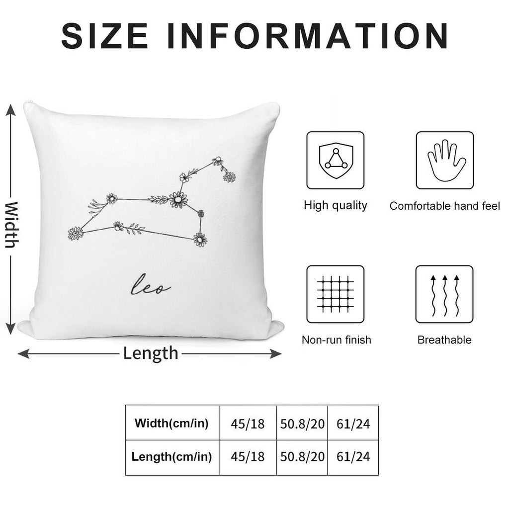 Leo Zodiac Wildflower Constellation Soft Ultra-Soft Texture Throw Pillow