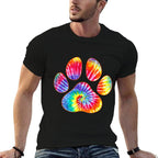Cute Tie Dye Paw Print Pet Owner Paw Print Tie Dye Dog Lover for Men Women Girls Kids  Eco-friendly Material T-Shirt