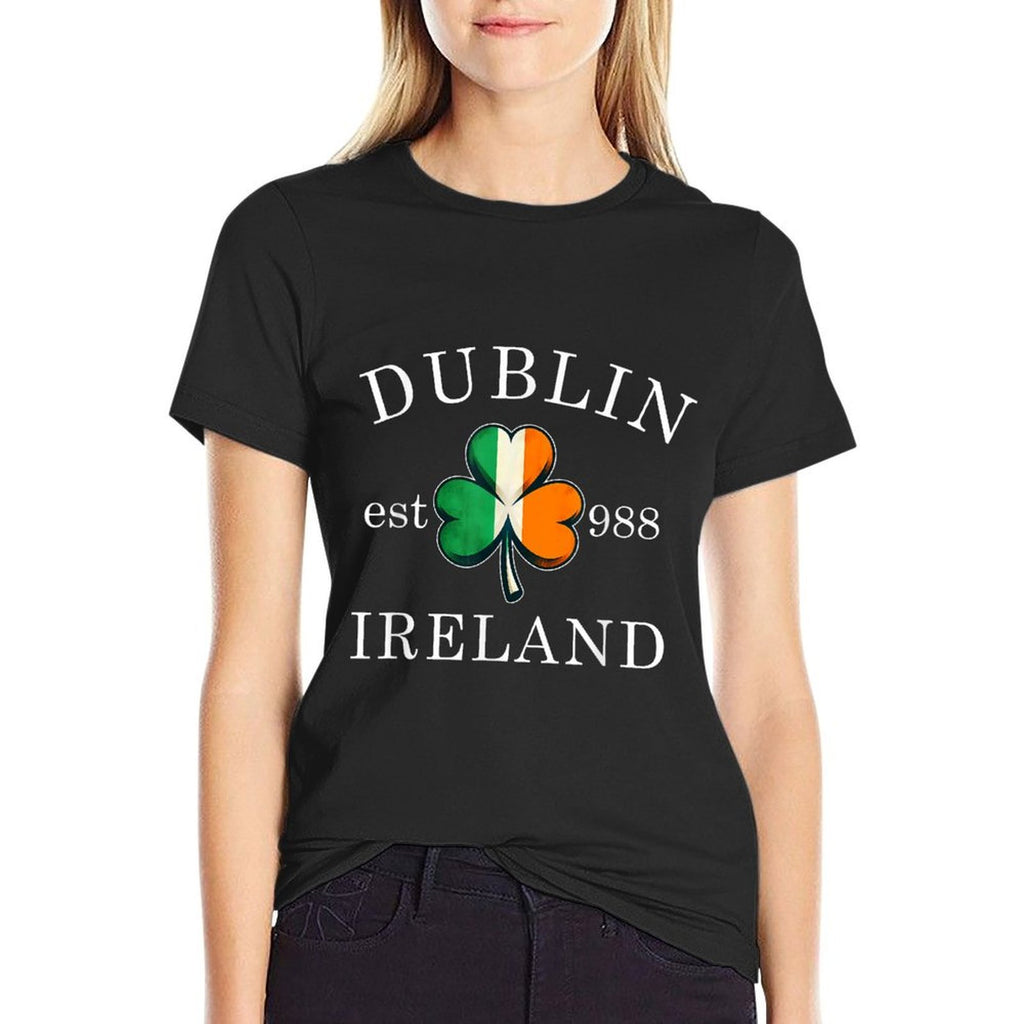 Shamrock St. Patricks Day Dublin Ireland Est 988 Irish  Summer-ready Fabric T-Shirt