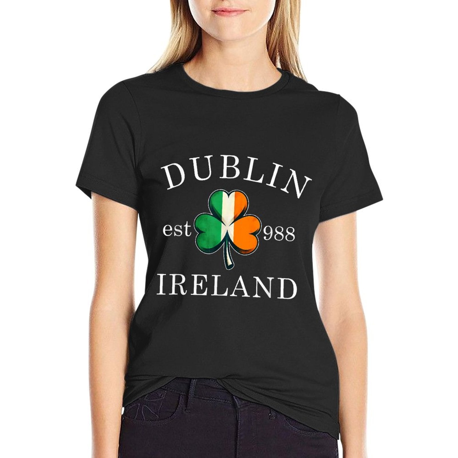 Shamrock St. Patricks Day Dublin Ireland Est 988 Irish  Summer-ready Fabric T-Shirt