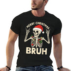 Christmas Bruh Rocker Skeleton Funny Xmas Men Women Kids  Slim-fit Cut T-Shirt