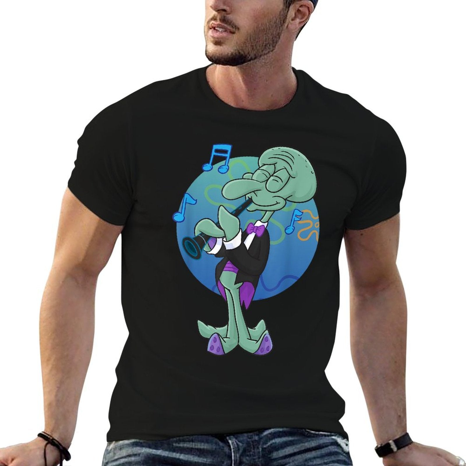 Mademark X SpongeBob SquarePants - Squidwards Playing Clarry The Clarinet  Oversized Silhouette T-Shirt