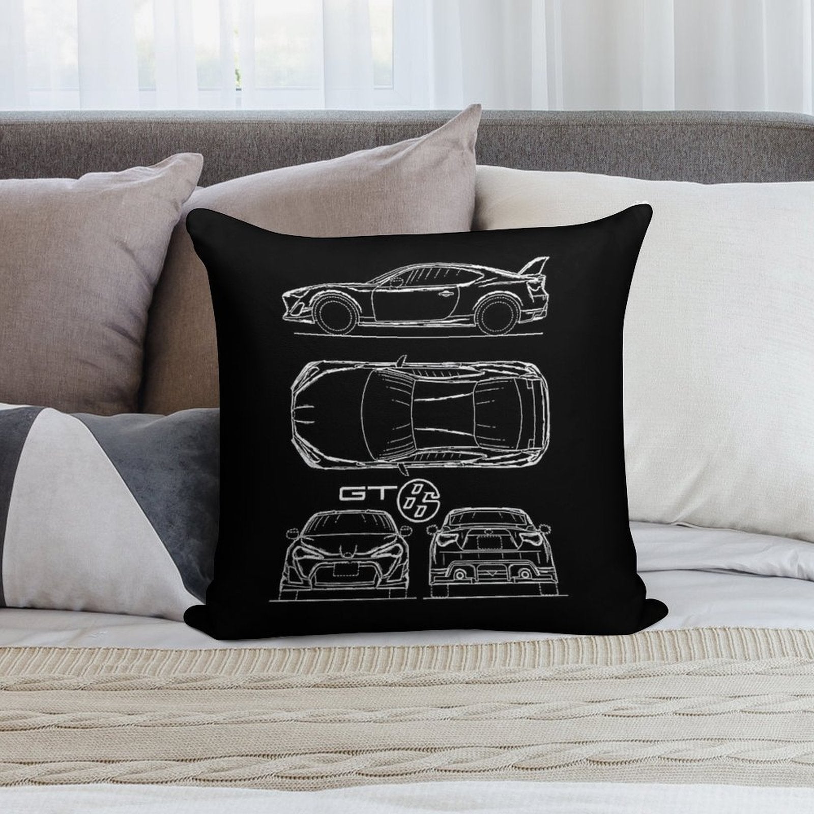 The GT86 Blueprint Soft Multiple Sizes Throw Pillow