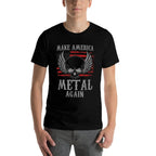 Make America Metal Again Heavy Metal Rock Gift  Ribbed Collar T-Shirt