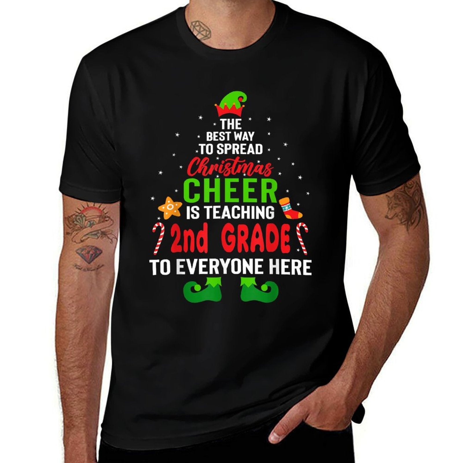The Best Way to Spread Christmas Cheer Teaching 2nd Grade  Durable T-Shirt