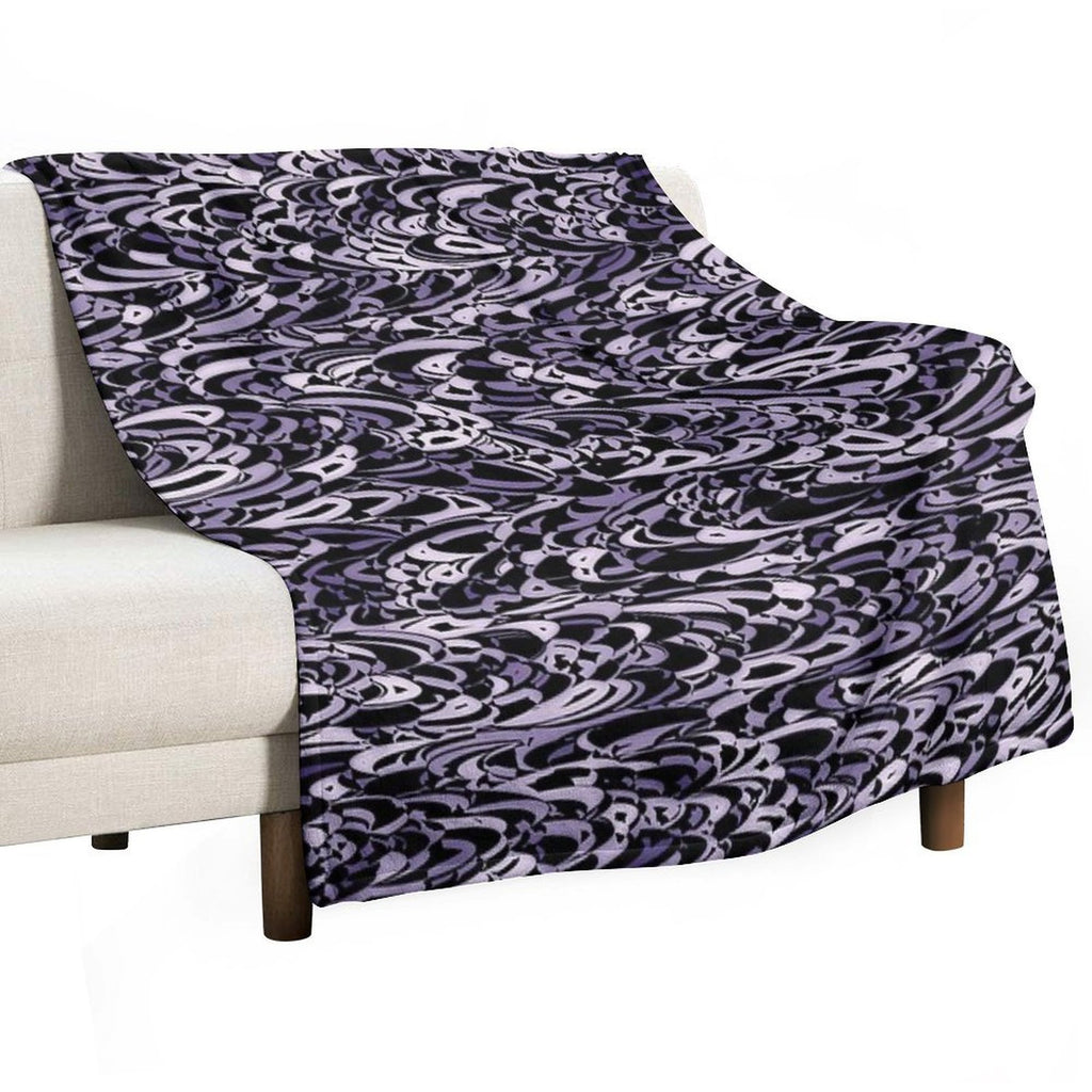 Abstract Purple Black - 7894 Plush Throw Blanket