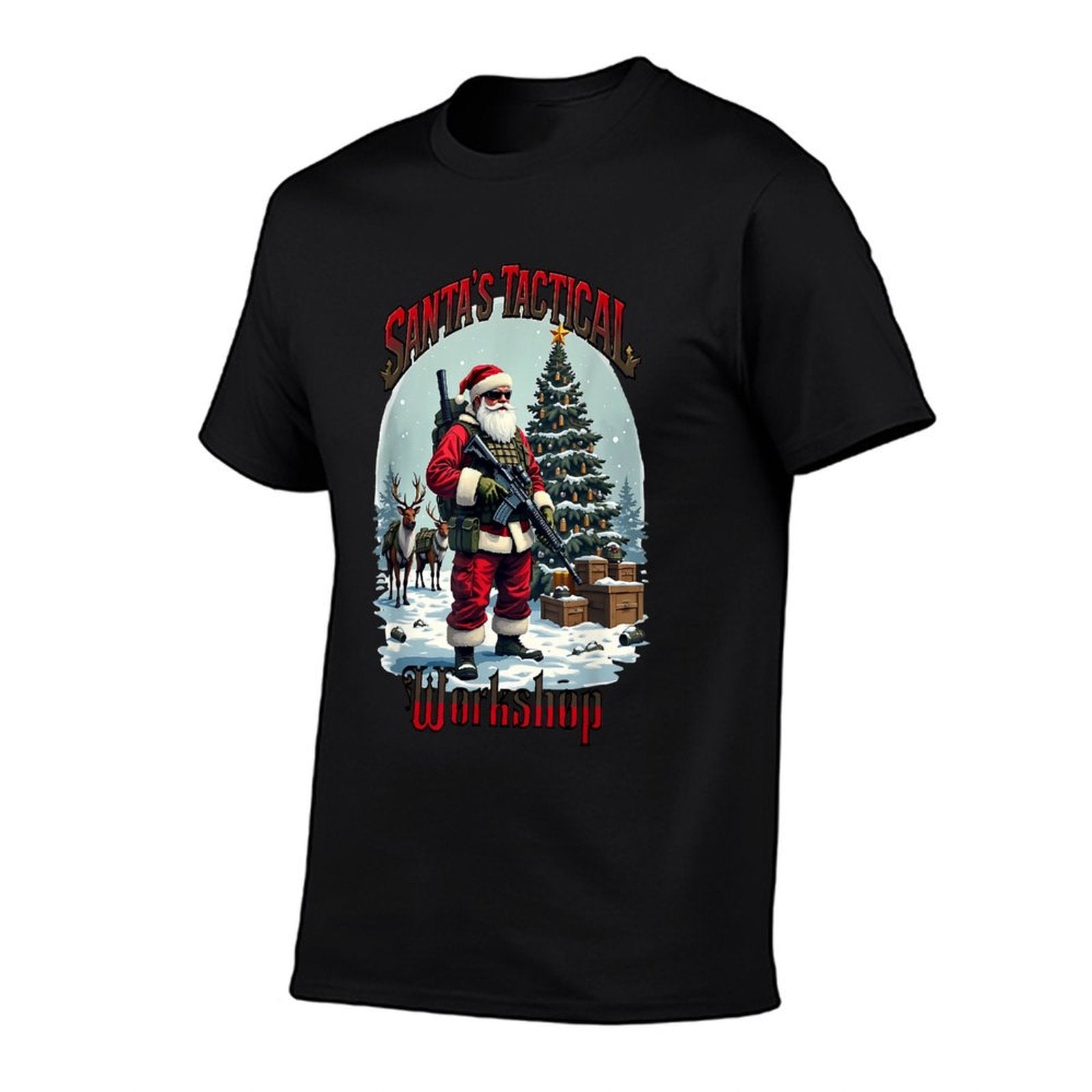 Santas Tactical Workshop AR-15 Gun Rights Patriotic  Easy-care T-Shirt