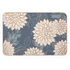 Floral Aesthetic in Navy, Ivory And Gold Durable Bath Mat