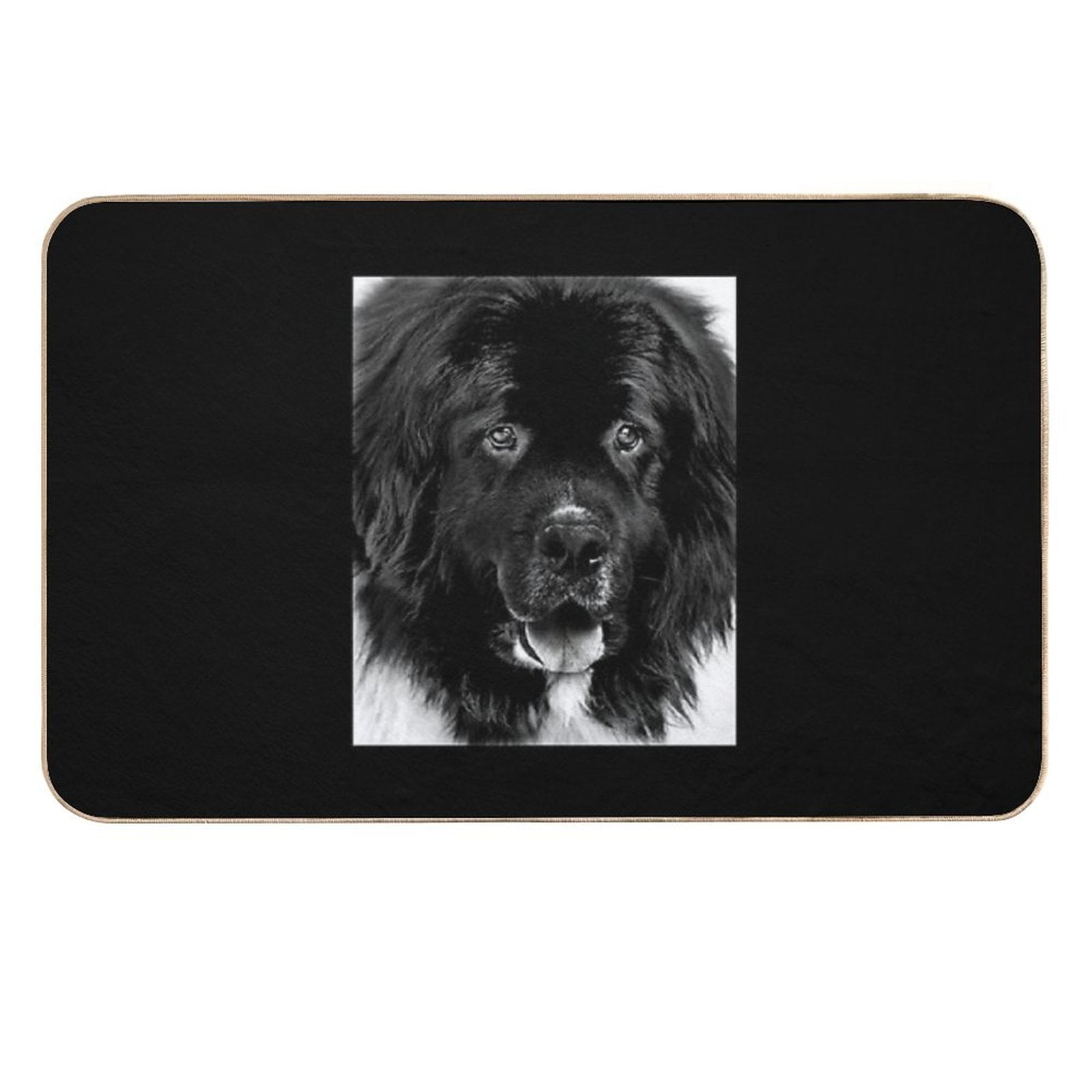 Newfoundland Dog Portrait in Black And White  Slip-Resistant Bath Mat