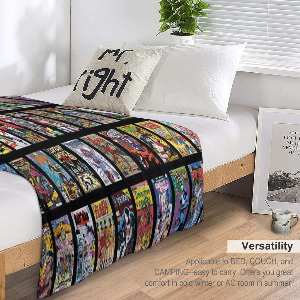 Vintage Superhero Evil Villains Comic Book Collection Retro Pattern Shrink-resistant Throw Blanket