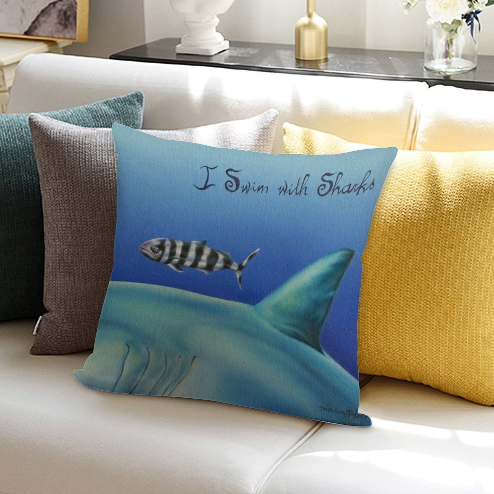 Pilot Fish I Swim with Sharks Soft Multiple Sizes Throw Pillow