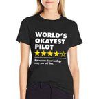 Worlds Okayest Pilot Funny Review Four Star Rating Airplane  Soft T-Shirt