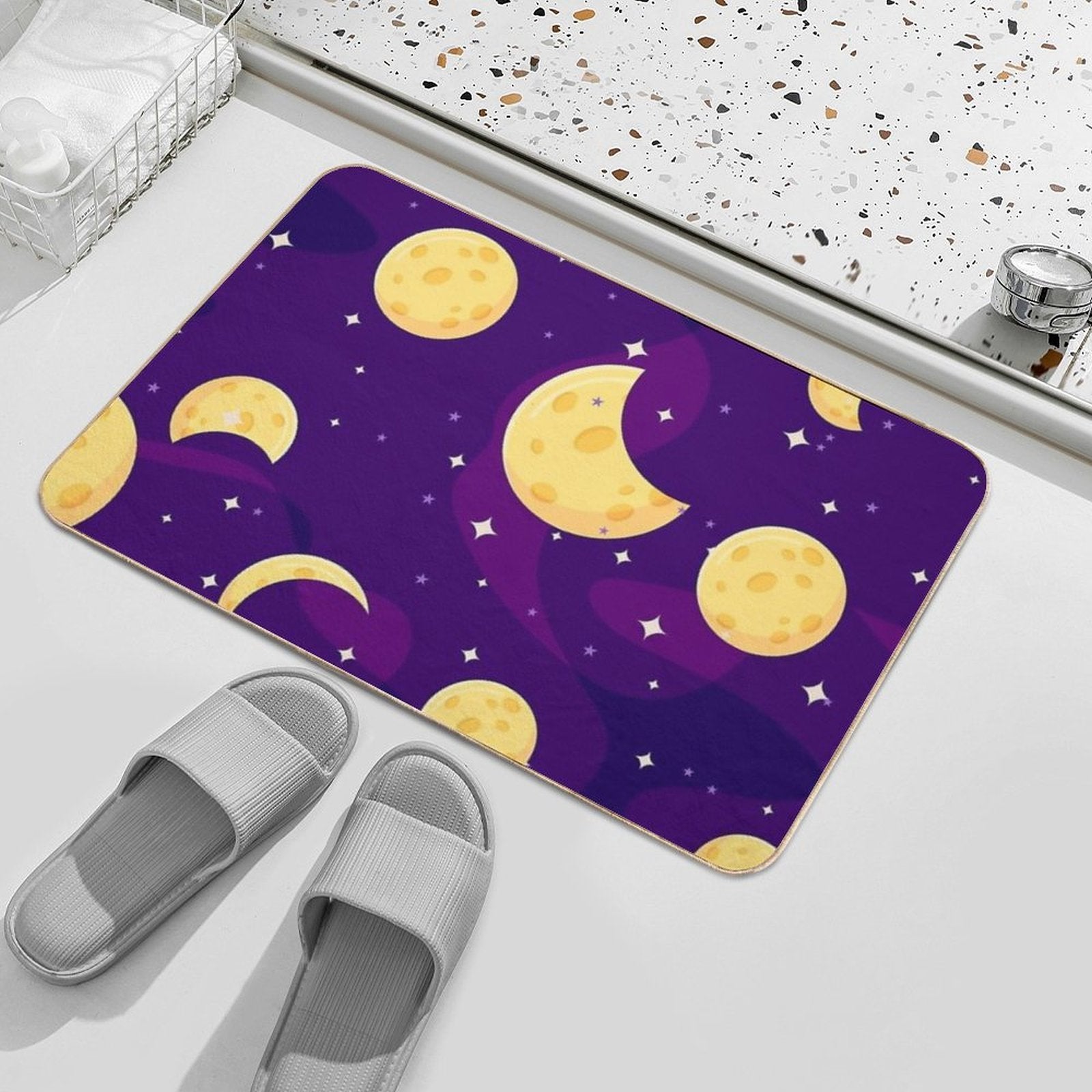 Moon Print with Stars  Dirt-Trapping Bath Mat