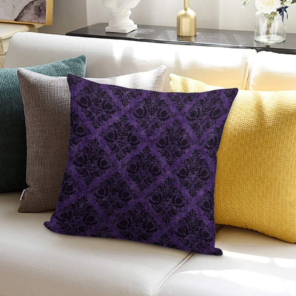 Gothic Damask Purple Soft Anti-Pilling Throw Pillow