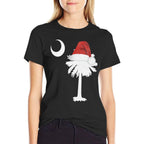 South Carolina Christmas Holiday Santa Palmetto Tree  Breathable T-Shirt