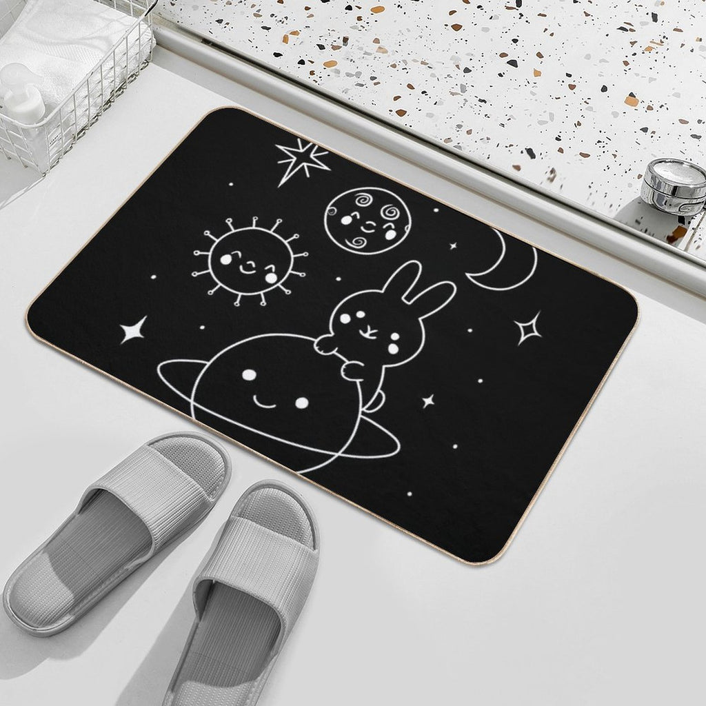 Hop Into The Cosmos (White)  Slip-Resistant Bath Mat