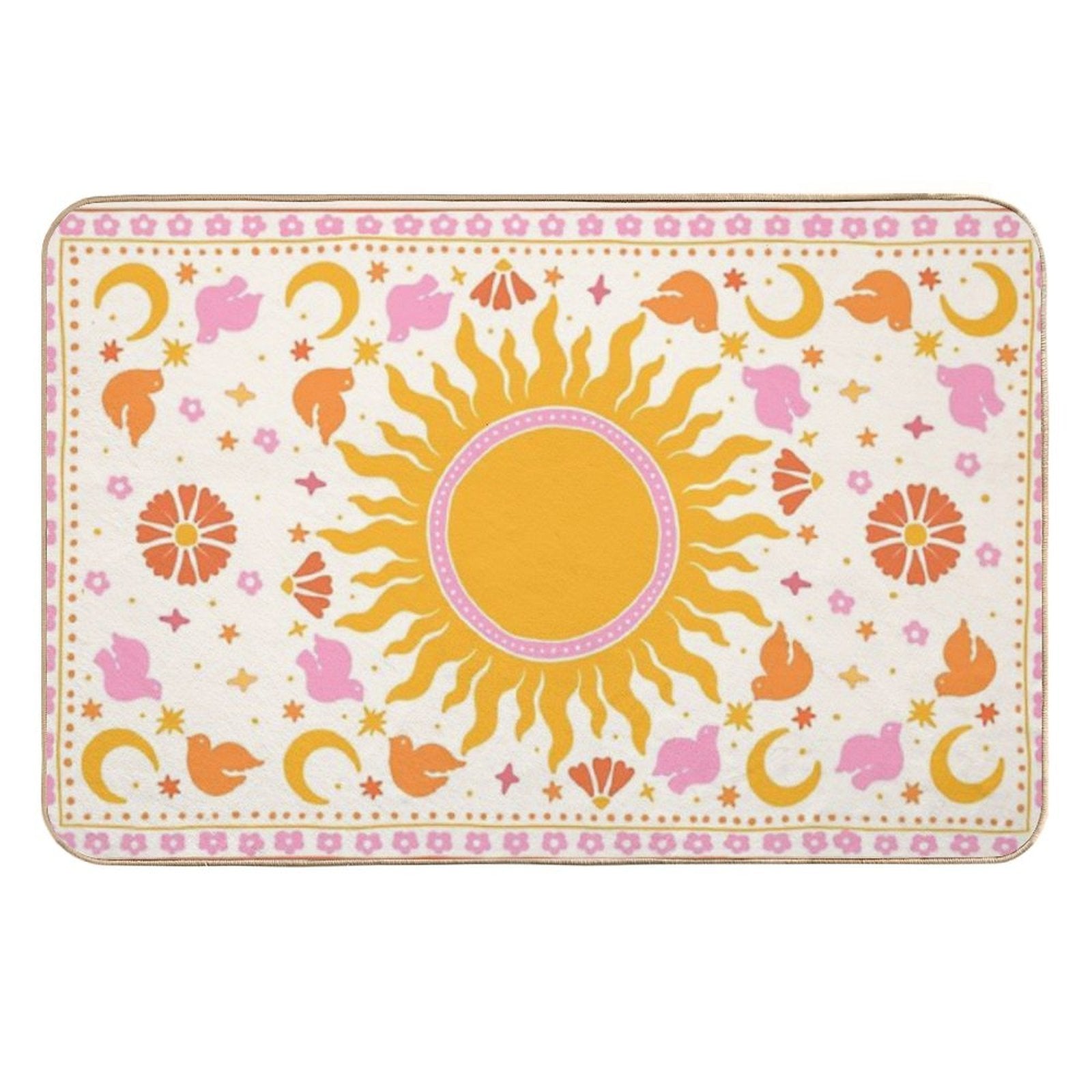 Big Sun Moon Birds And Stars  Slip-Resistant Bath Mat
