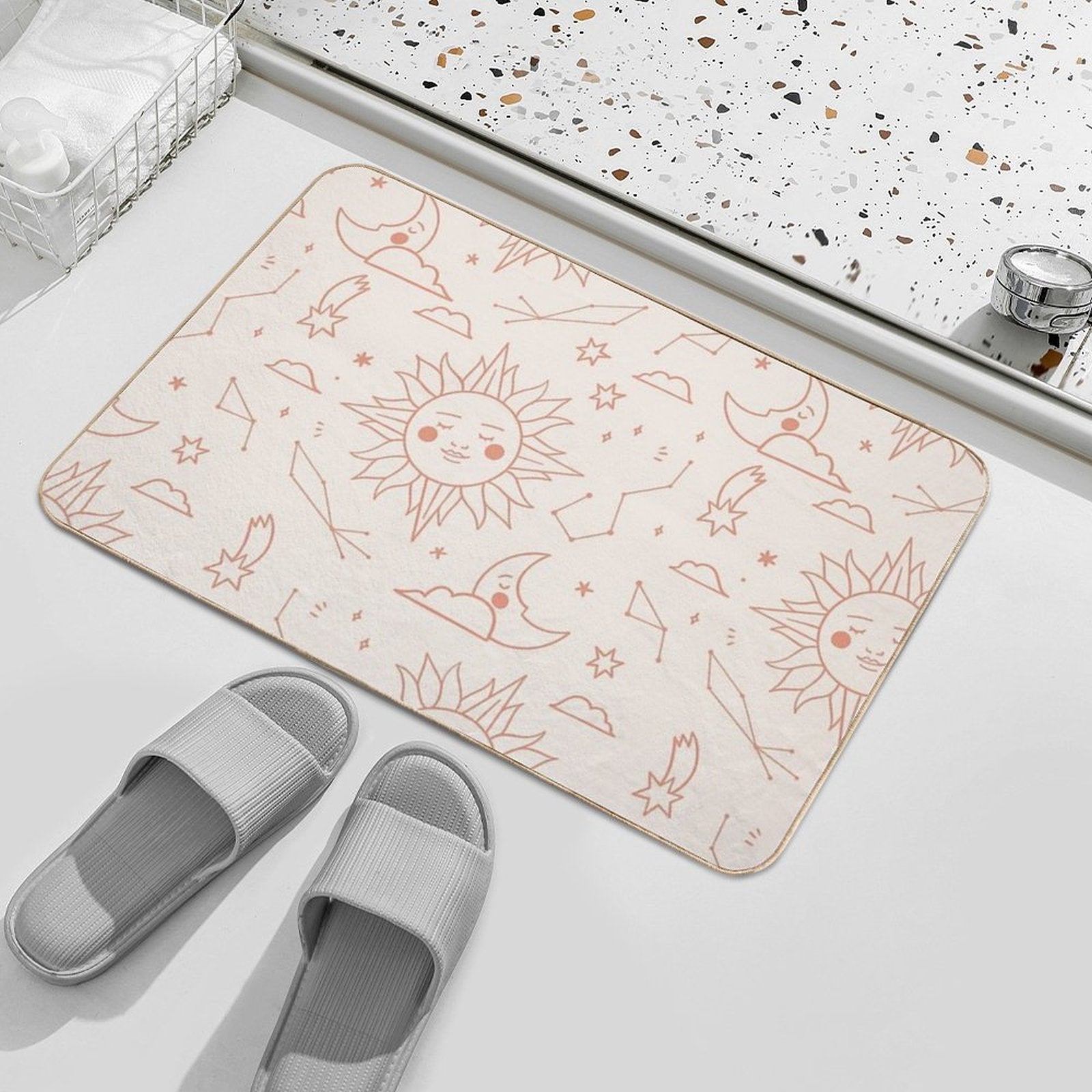 Moons And Suns Pattern  Multi-Purpose Bath Mat