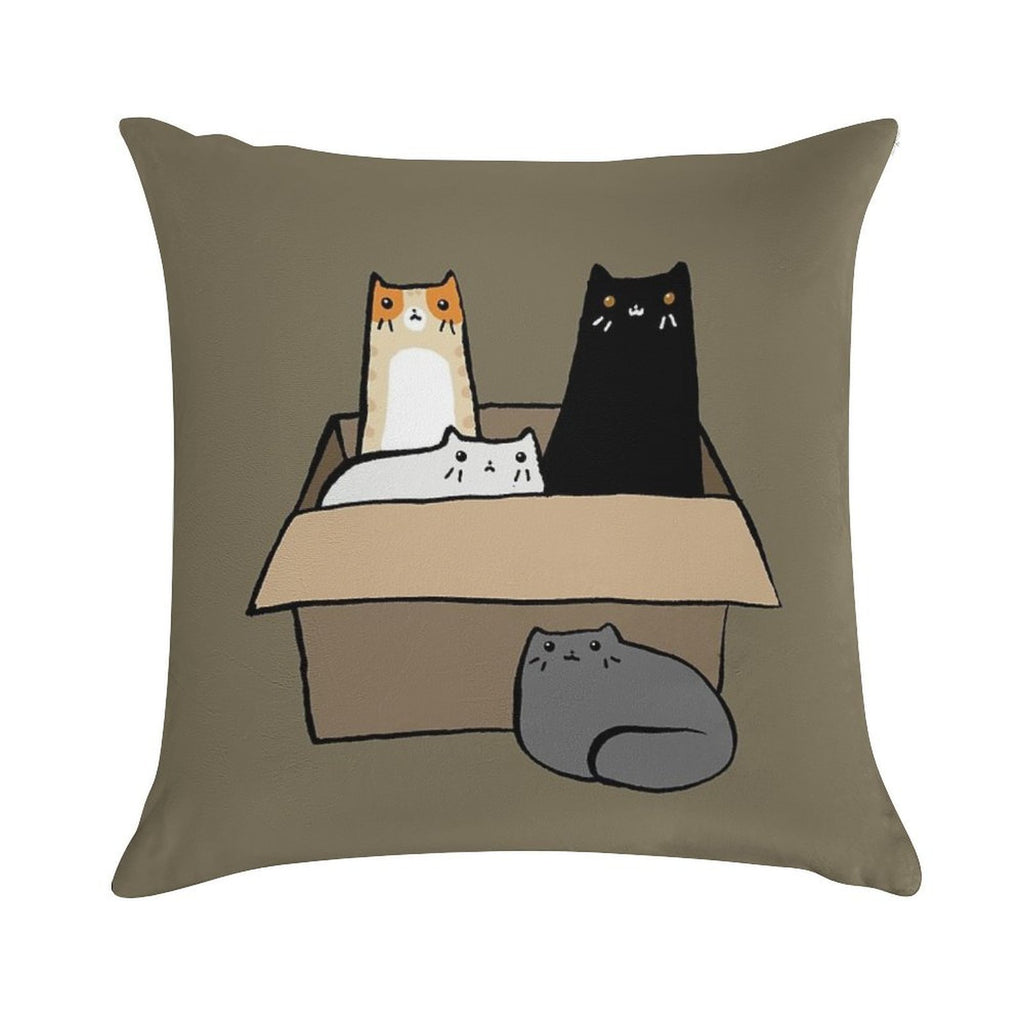 Cats in A Box Soft Short Plush Fabric Throw Pillow