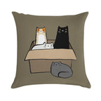 Cats in A Box Soft Short Plush Fabric Throw Pillow